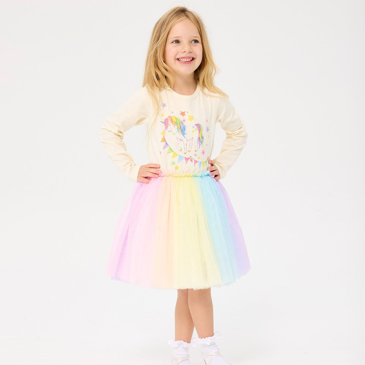 Unicorn Flags Long Sleeve Circus Dress