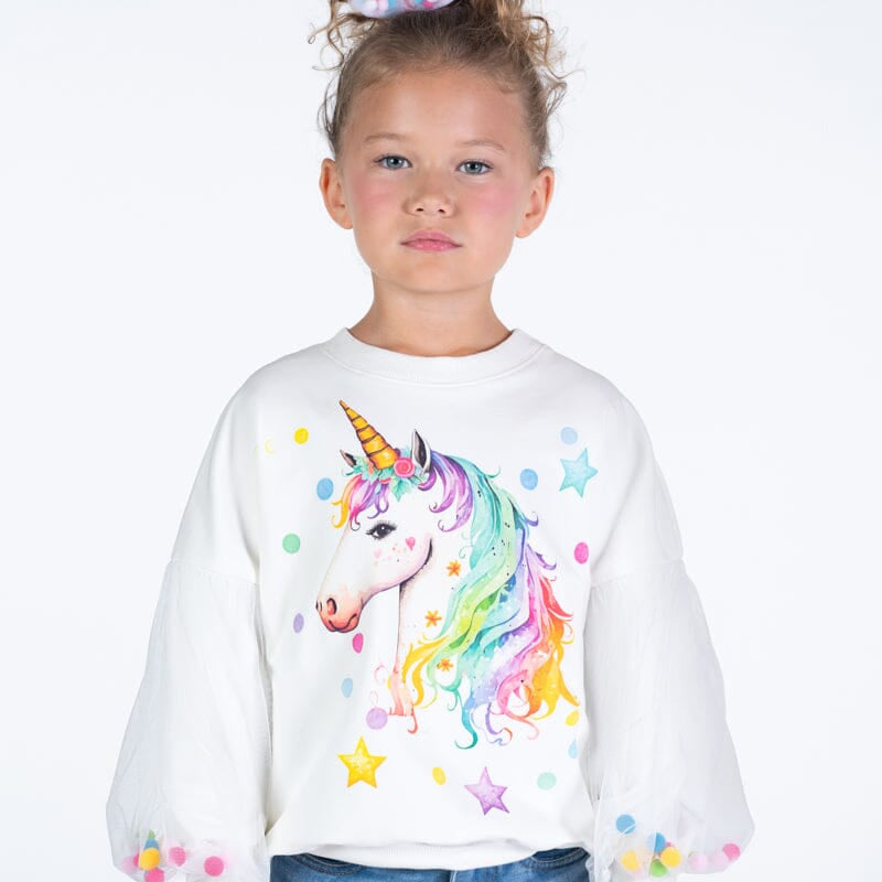 UNICORN TULLE SLEEVE SWEATSHIRT