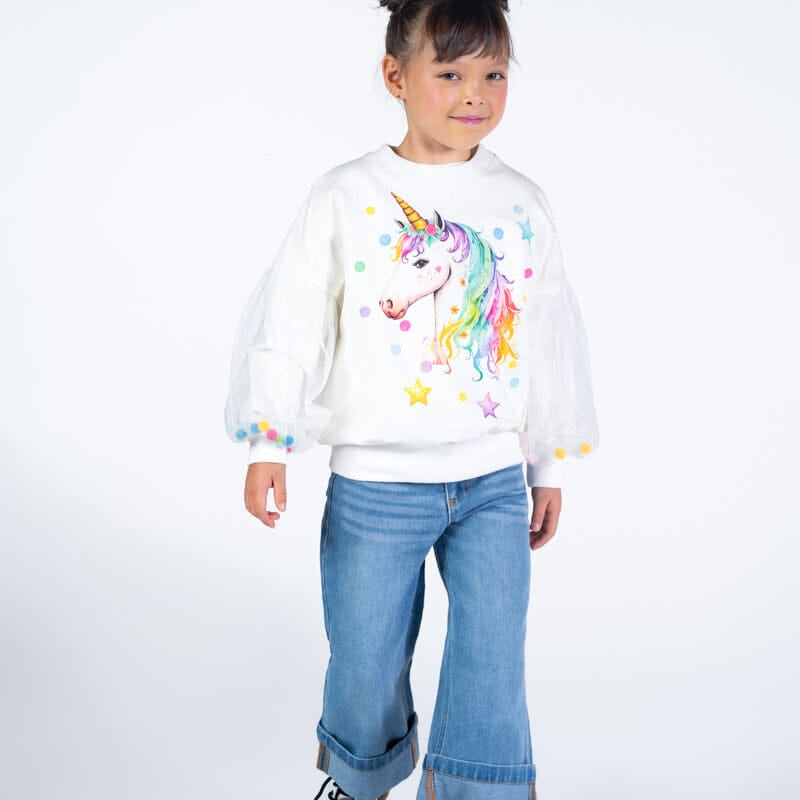 UNICORN TULLE SLEEVE SWEATSHIRT