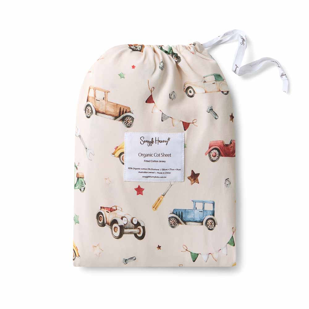 Vintage Cars Fitted Cot Sheet