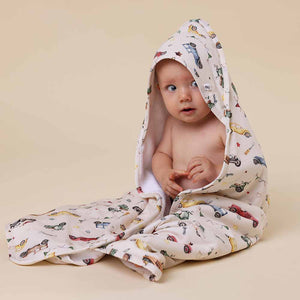 Vintage Cars Hooded Baby Towel