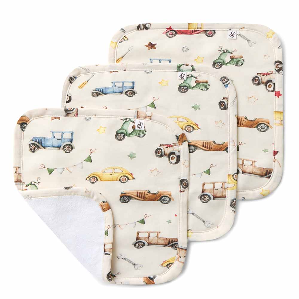Vintage Cars Wash Cloths 3 Pack