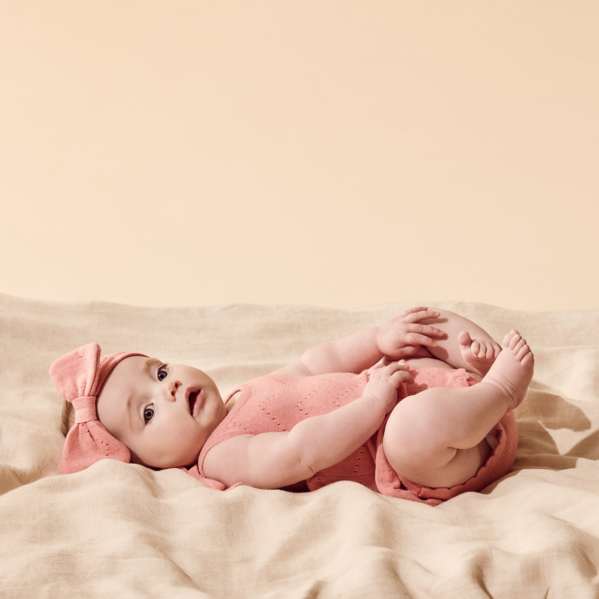 Petal Pink Knitted Pointelle Playsuit