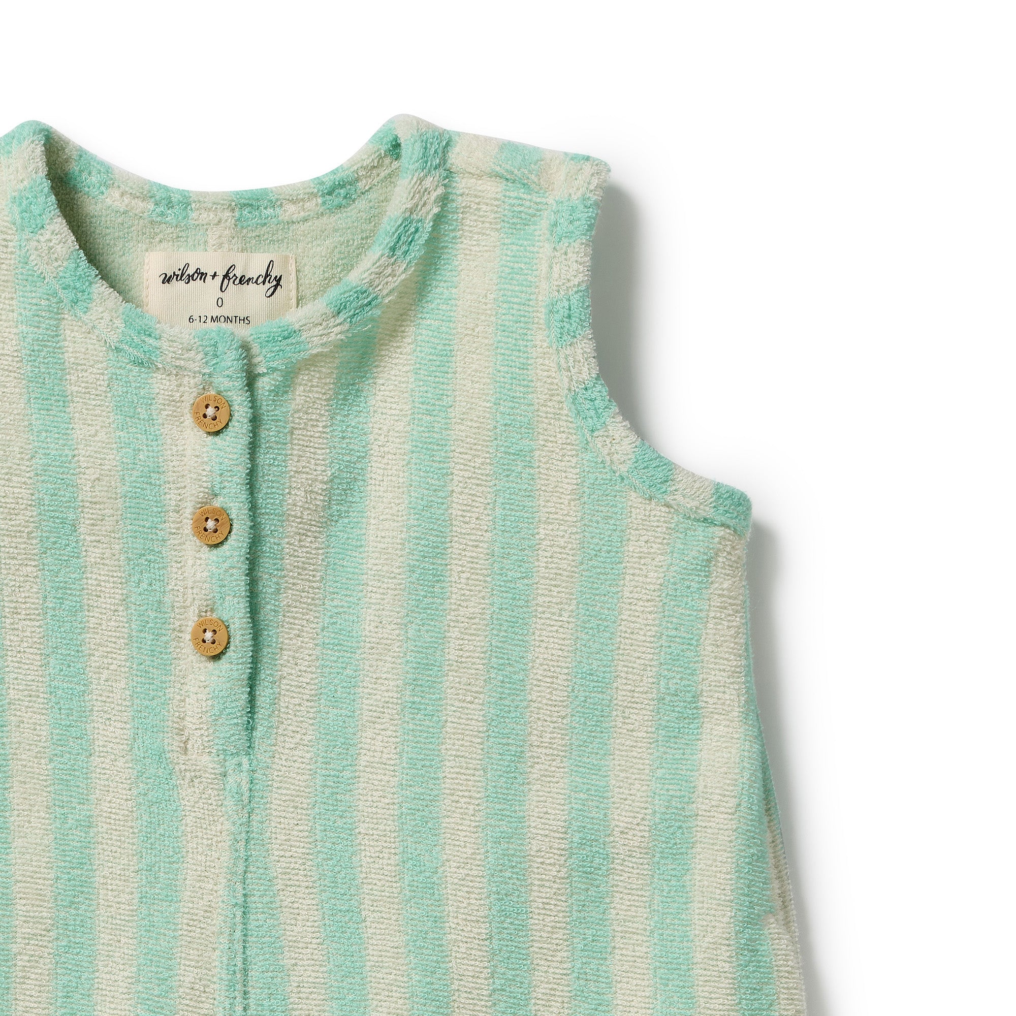 Seafoam Stripe Terry Growsuit