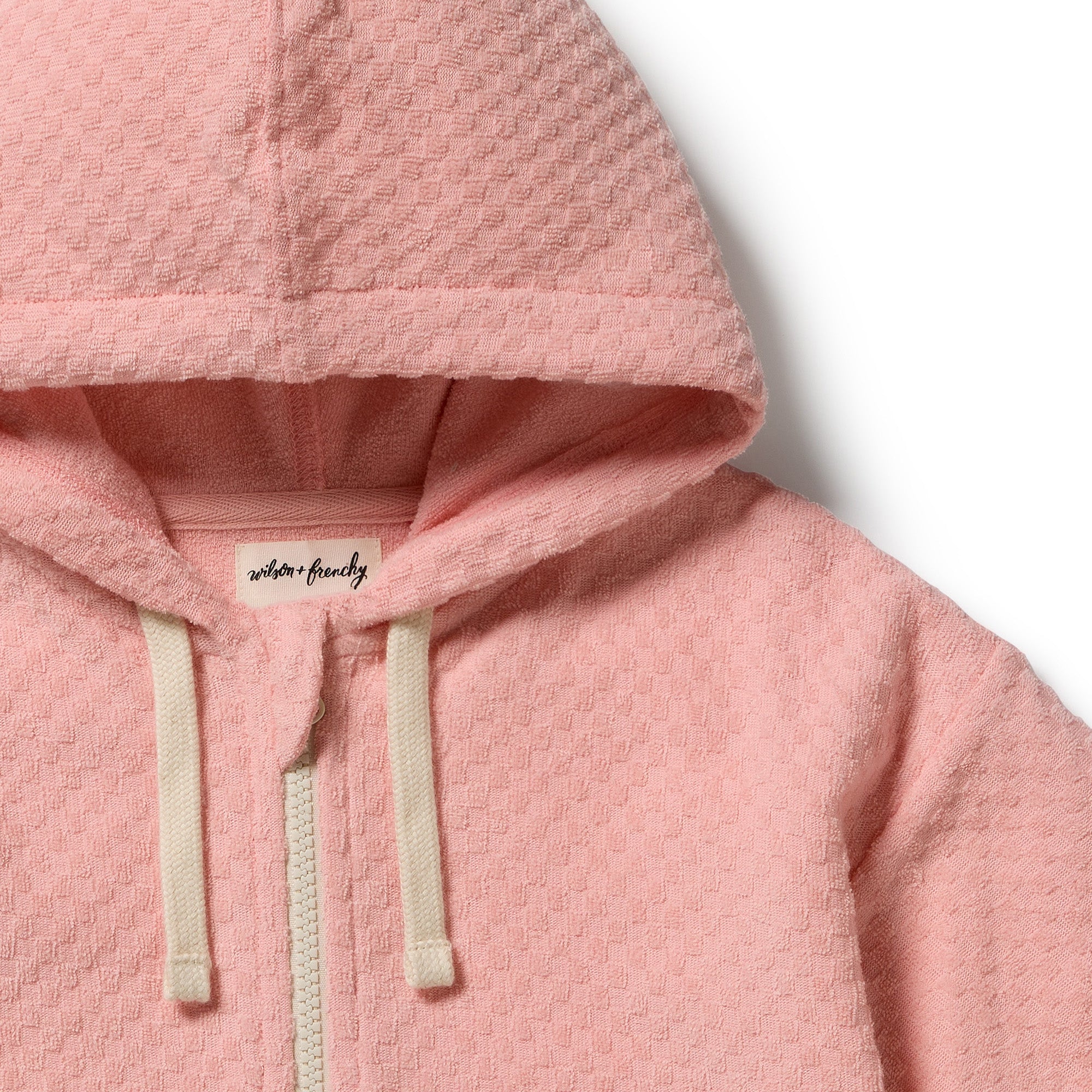 Petal Pink Check Terry Hooded Towel