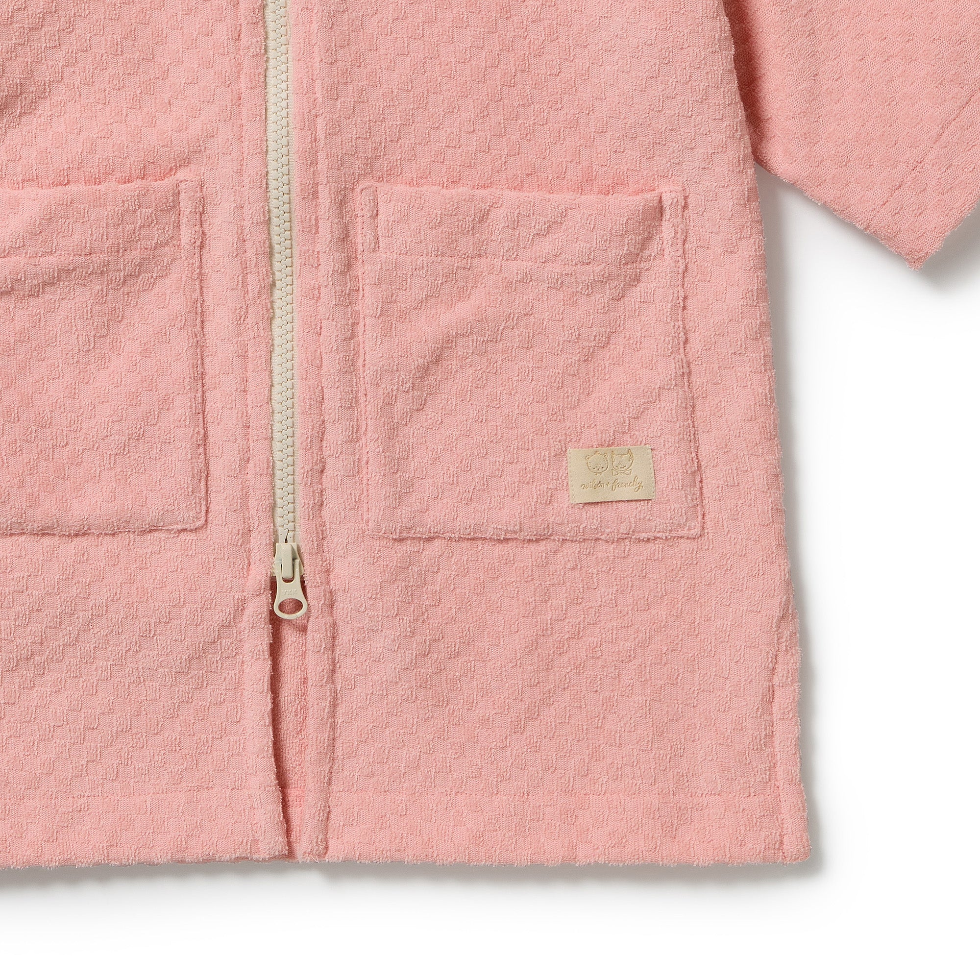 Petal Pink Check Terry Hooded Towel
