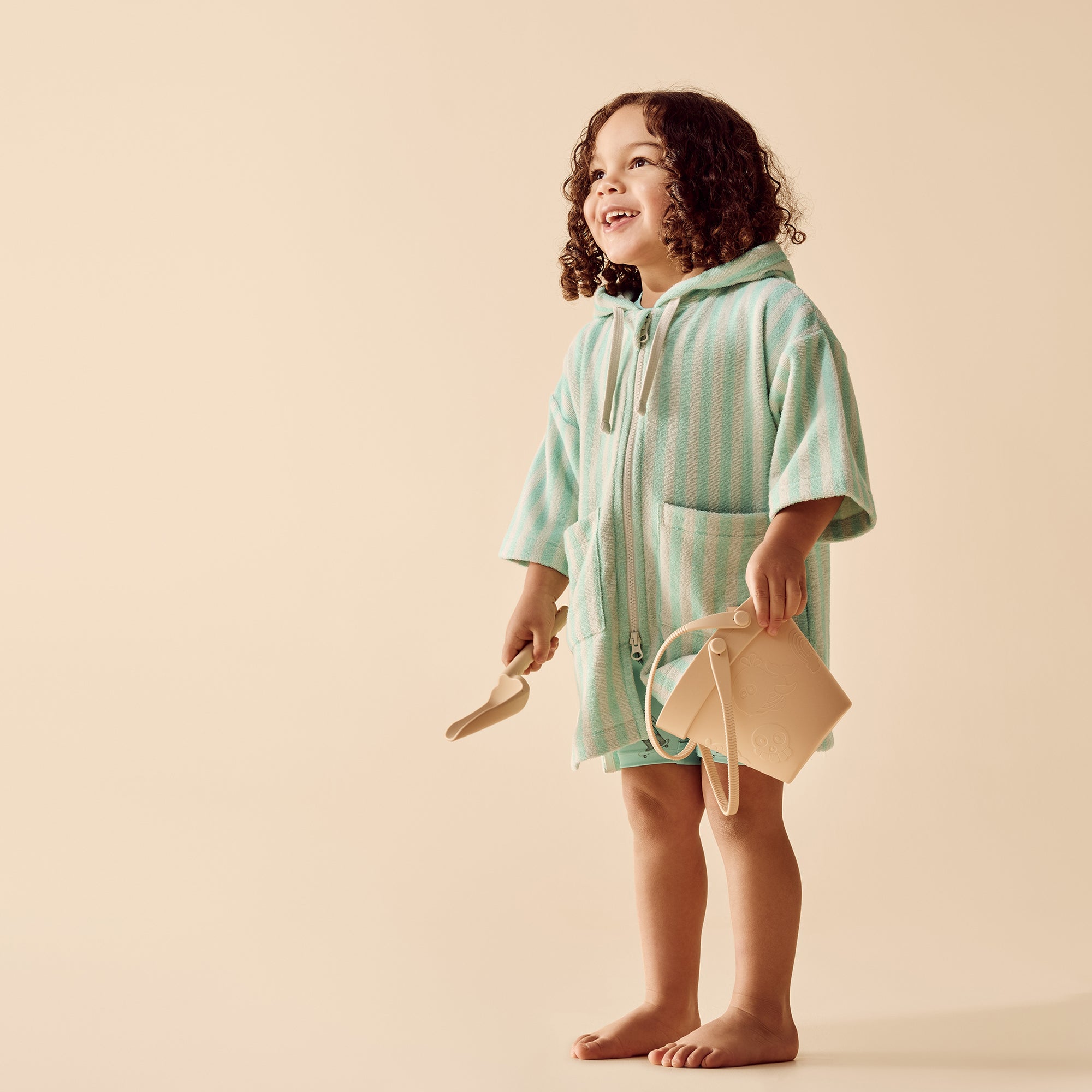 Seafoam Stripe Terry Hodded Towel