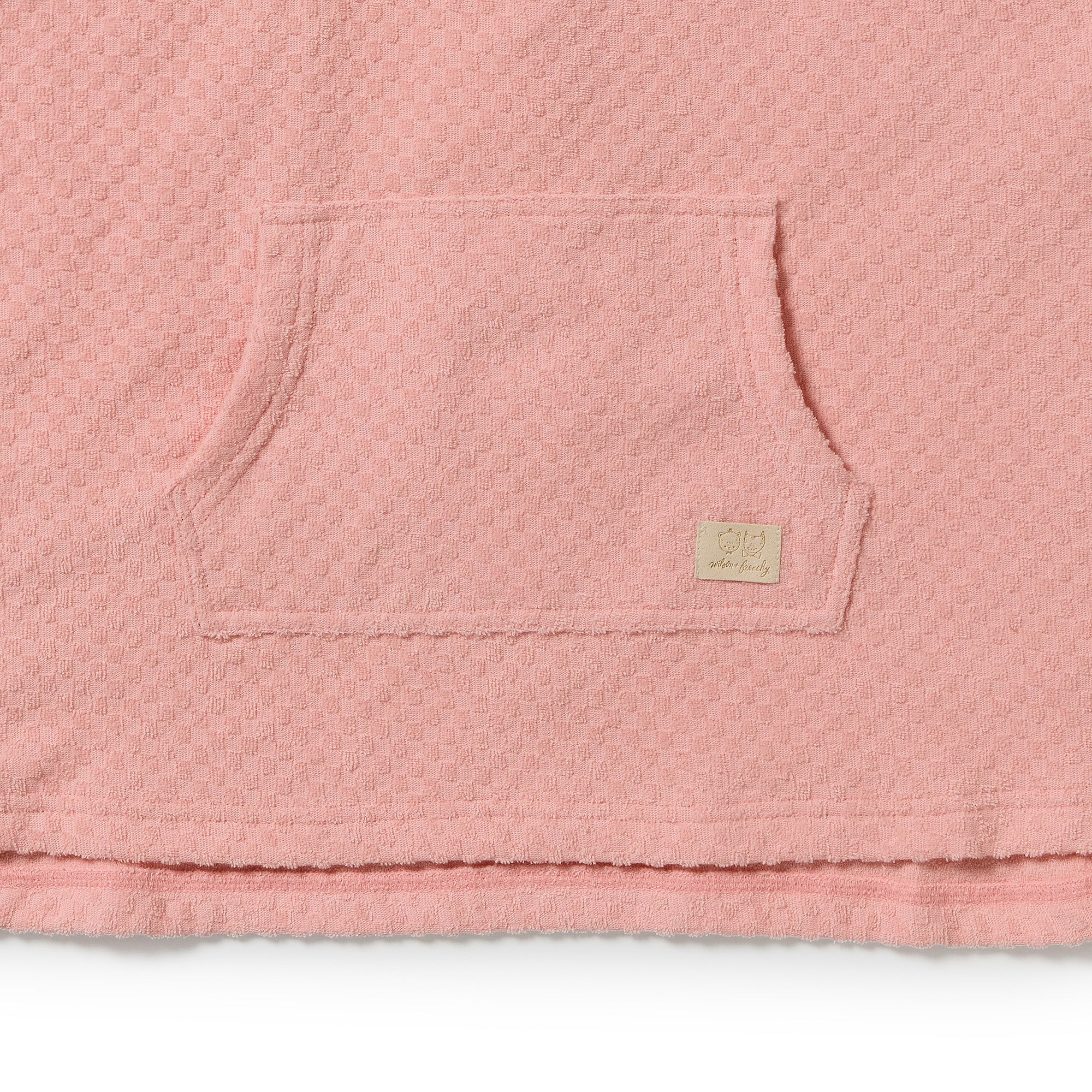 Petal Pink Check Terry Hooded Poncho