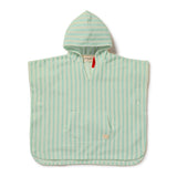 Seafoam Stripe Terry Hodded Poncho