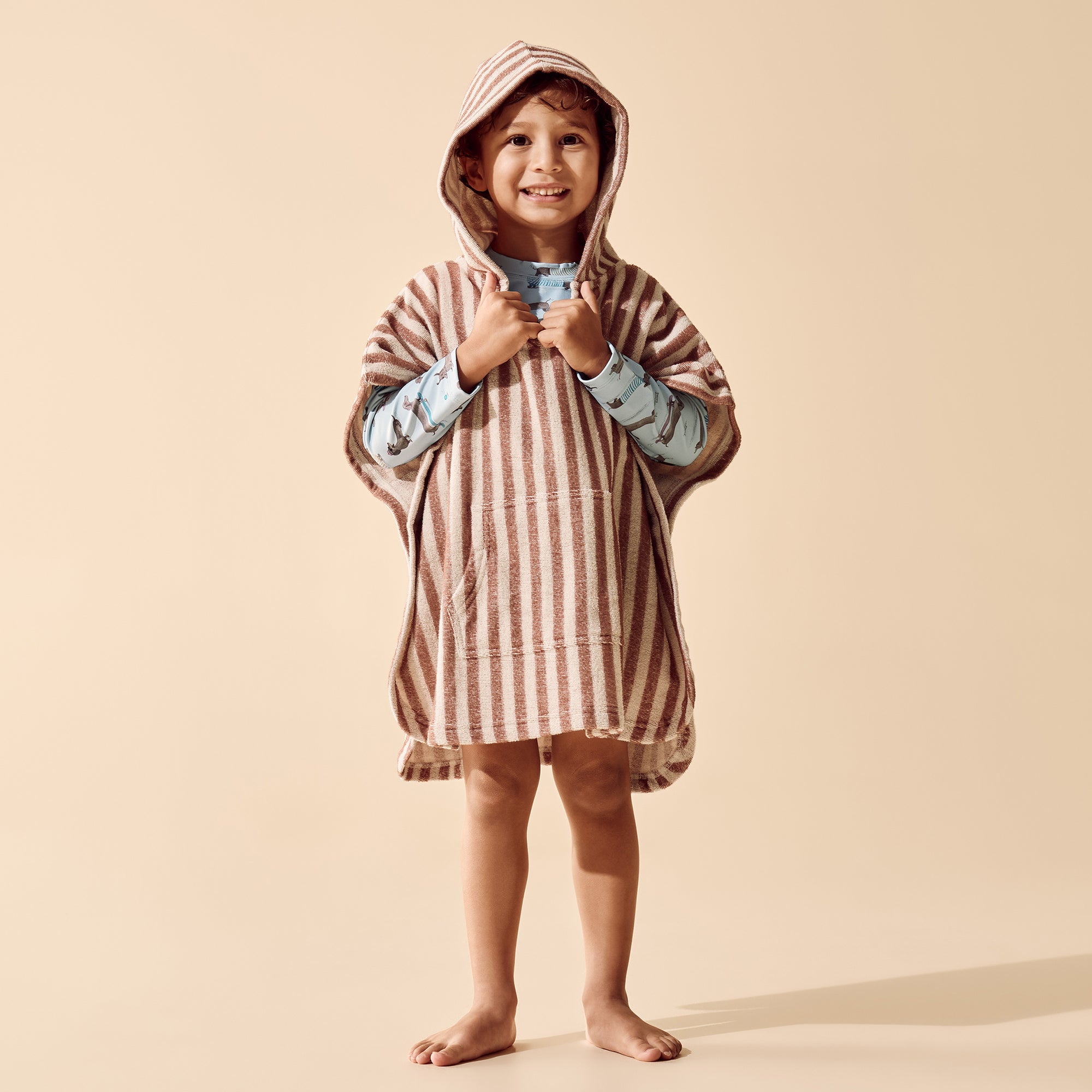 Cherry Cola Stripe Terry Hooded Poncho