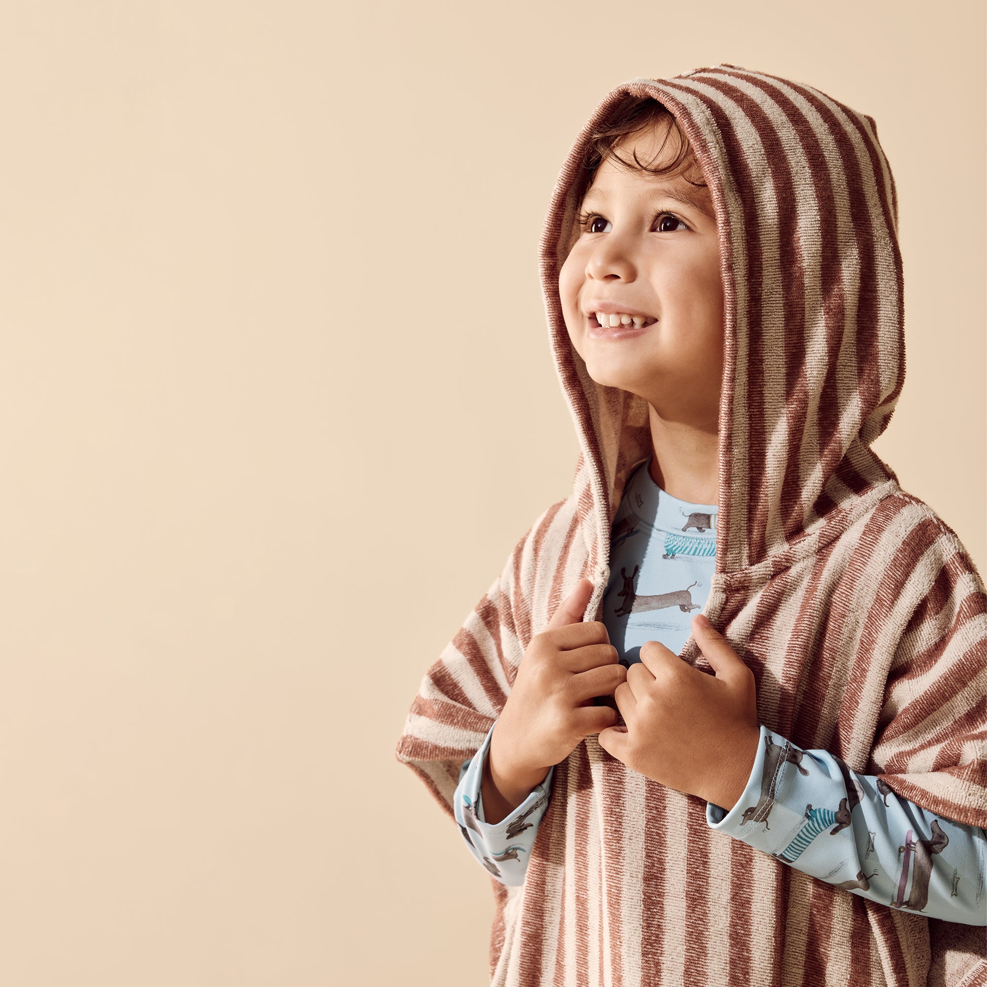Cherry Cola Stripe Terry Hooded Poncho