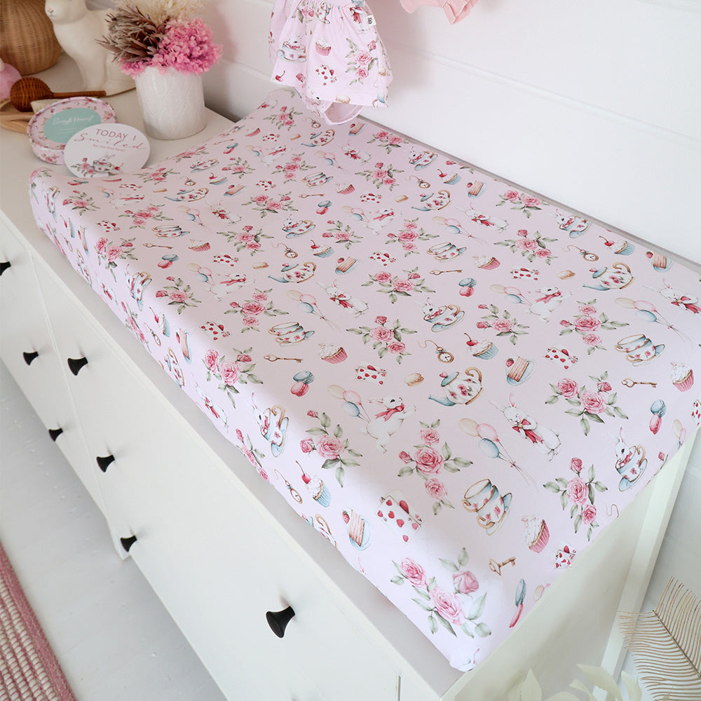 Alice`s Tea Party Bassinet Sheet/Change Pad Cover