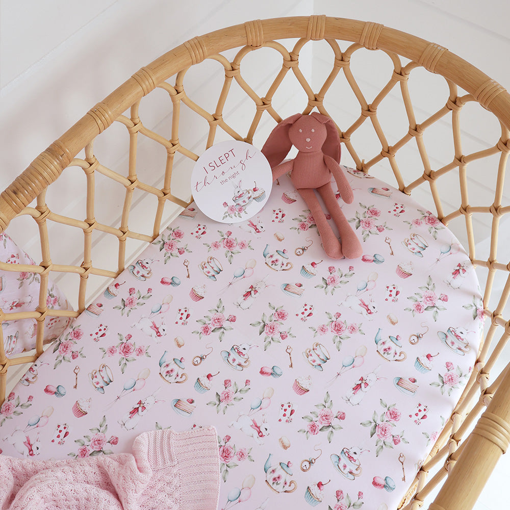 Alice`s Tea Party Bassinet Sheet/Change Pad Cover