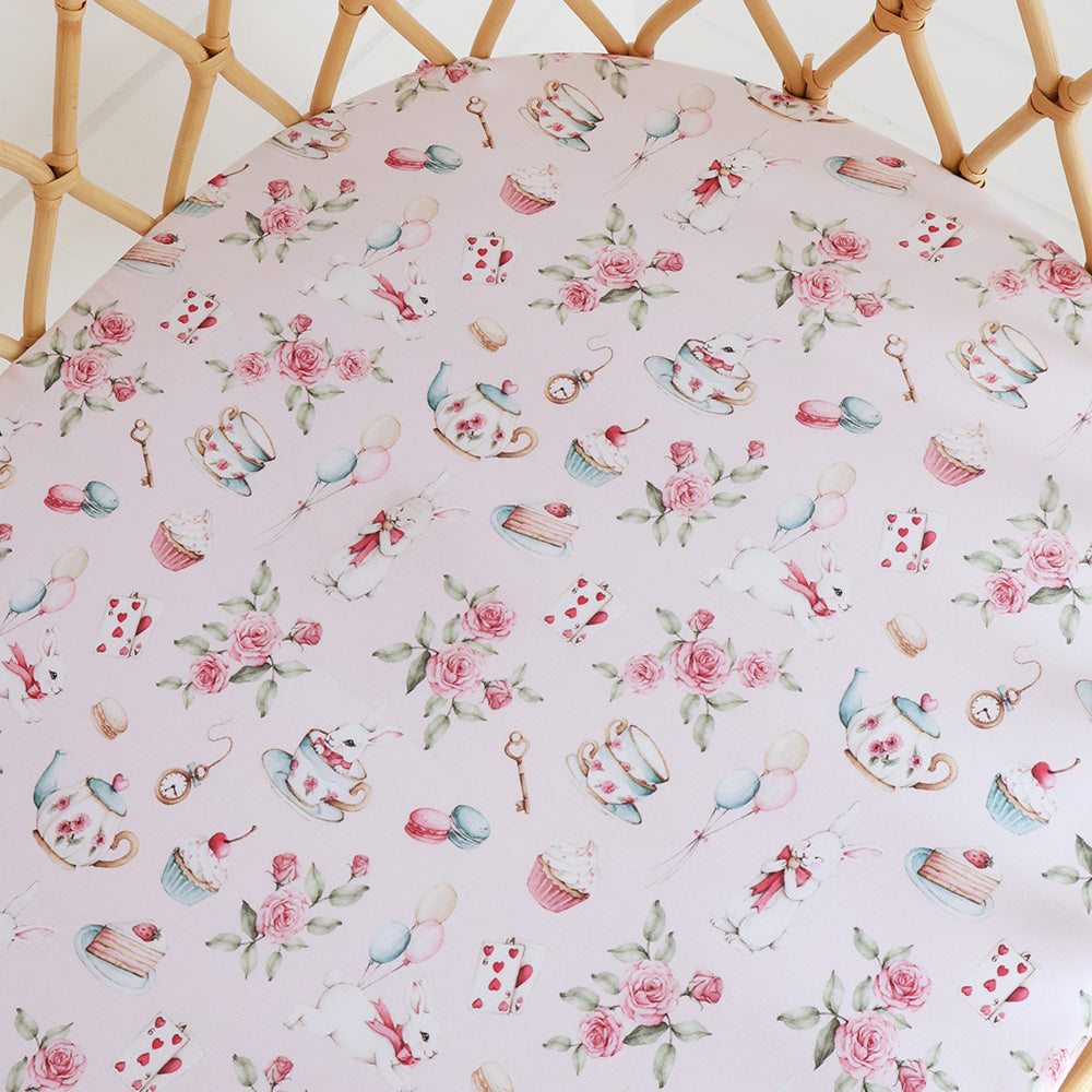 Alice`s Tea Party Bassinet Sheet/Change Pad Cover
