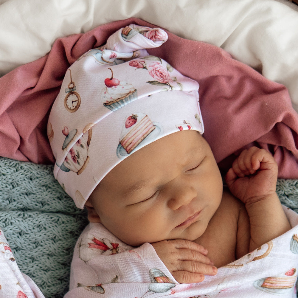 Alice`s Tea Party Knotted Beanie