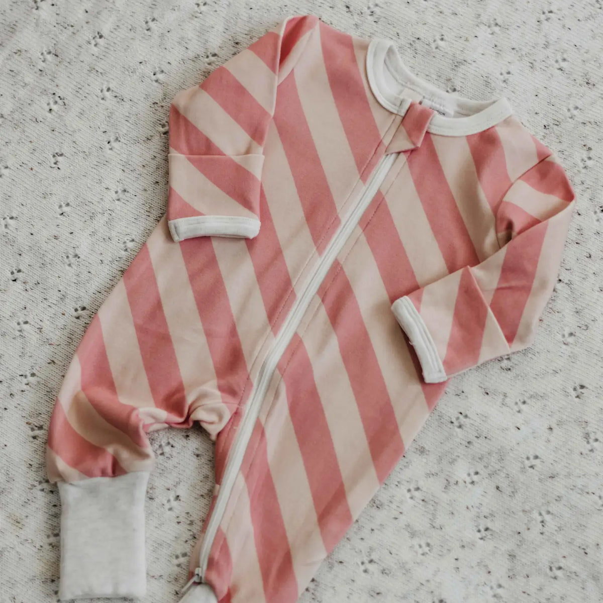 Candy Pink Stripe Zipsuit