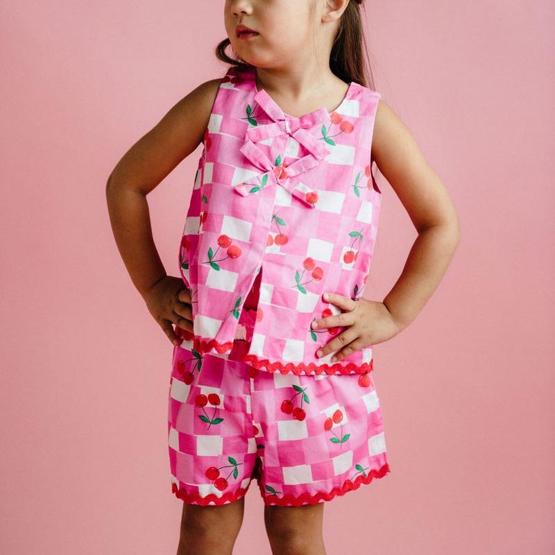 Gingham Cherry Mary Woven Set