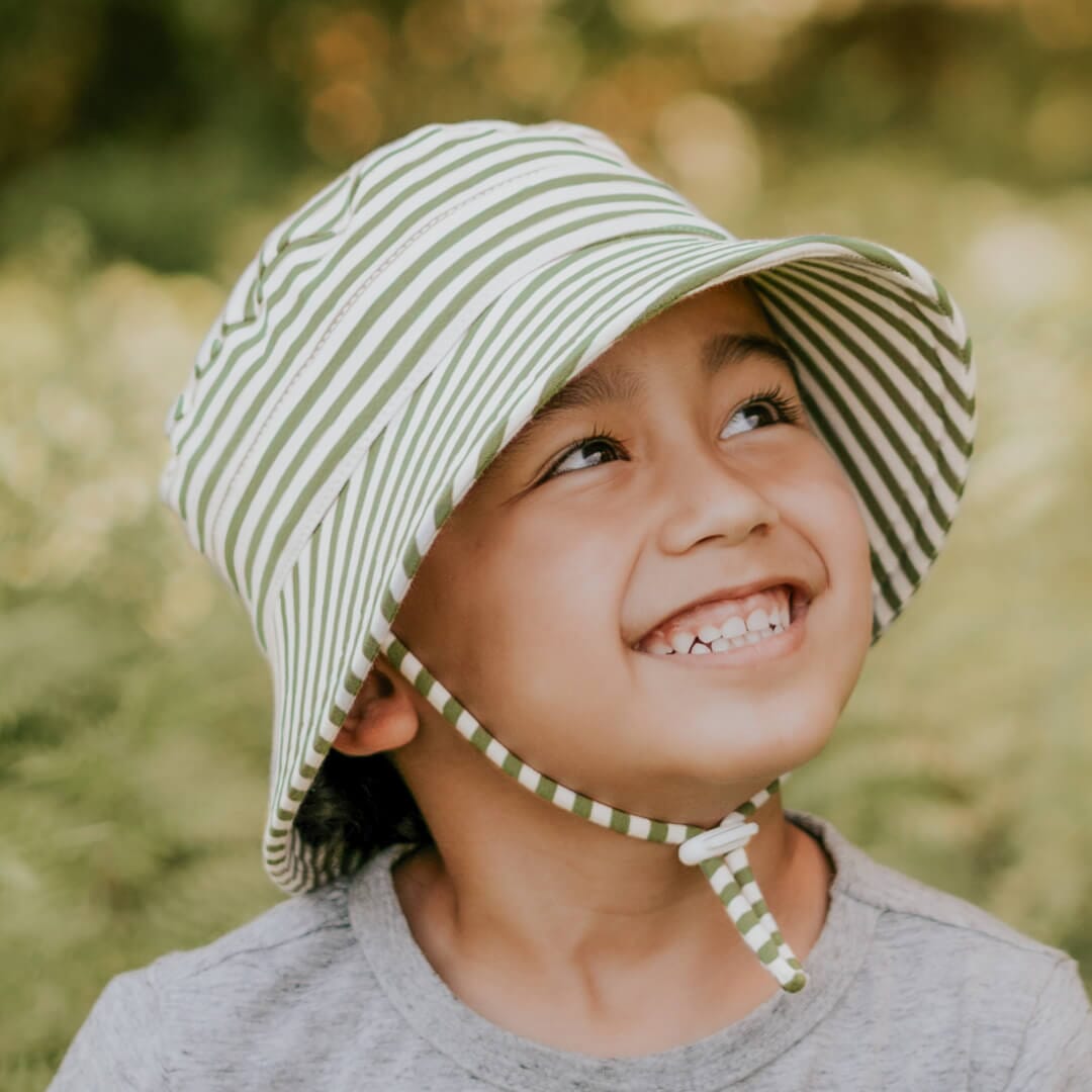 Classic Bucket Sun Hat (Khaki Stripe)