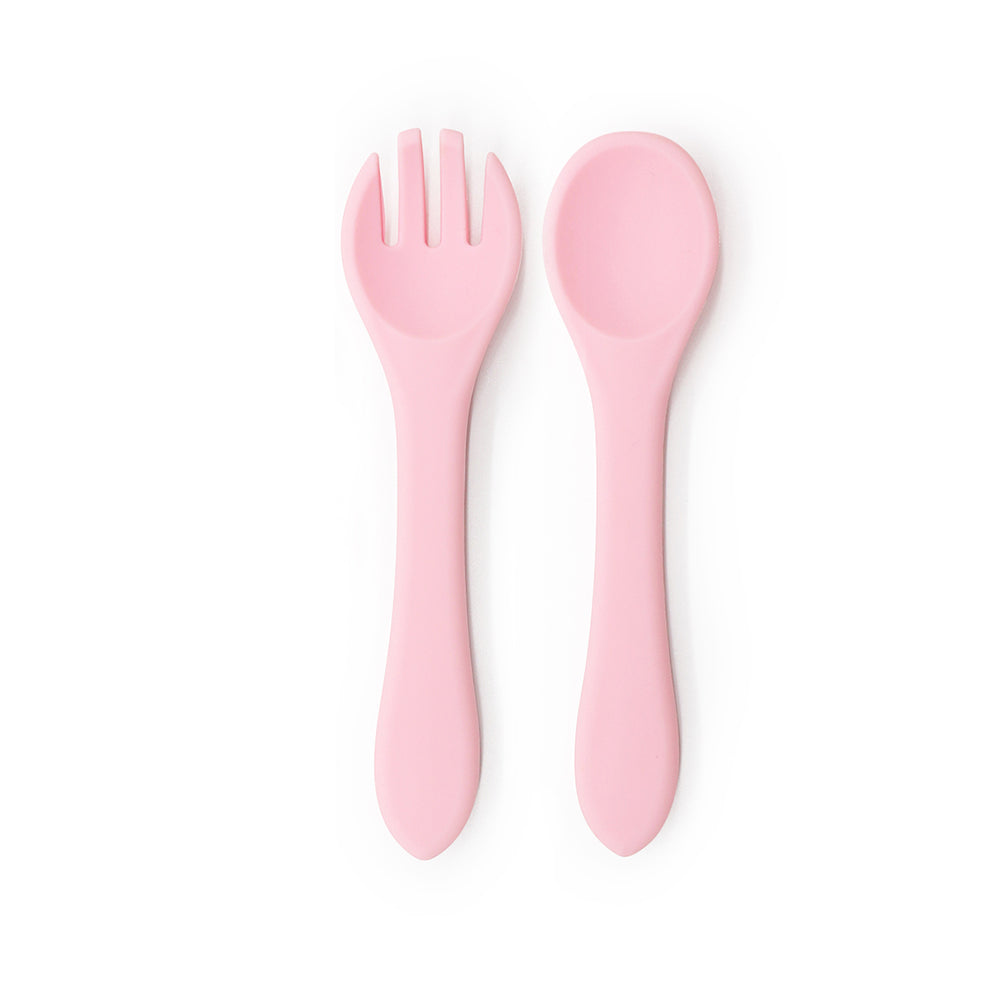 Silicone Fork & Spoon (Candy Pink)