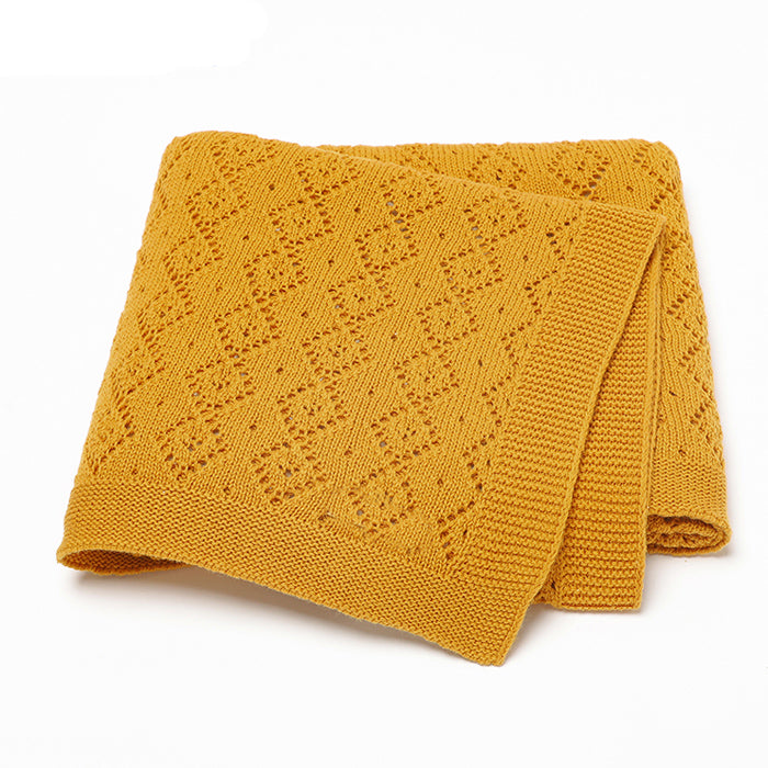 Diamond Weave Knit Blanket (Mustard)