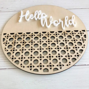 3D Rattan Plaque - Hello World