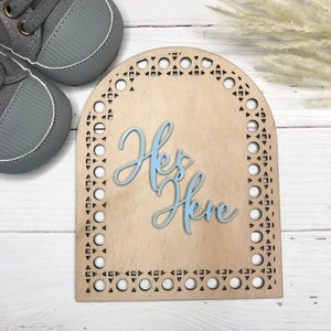 3D Rattan Plaque - He is Here