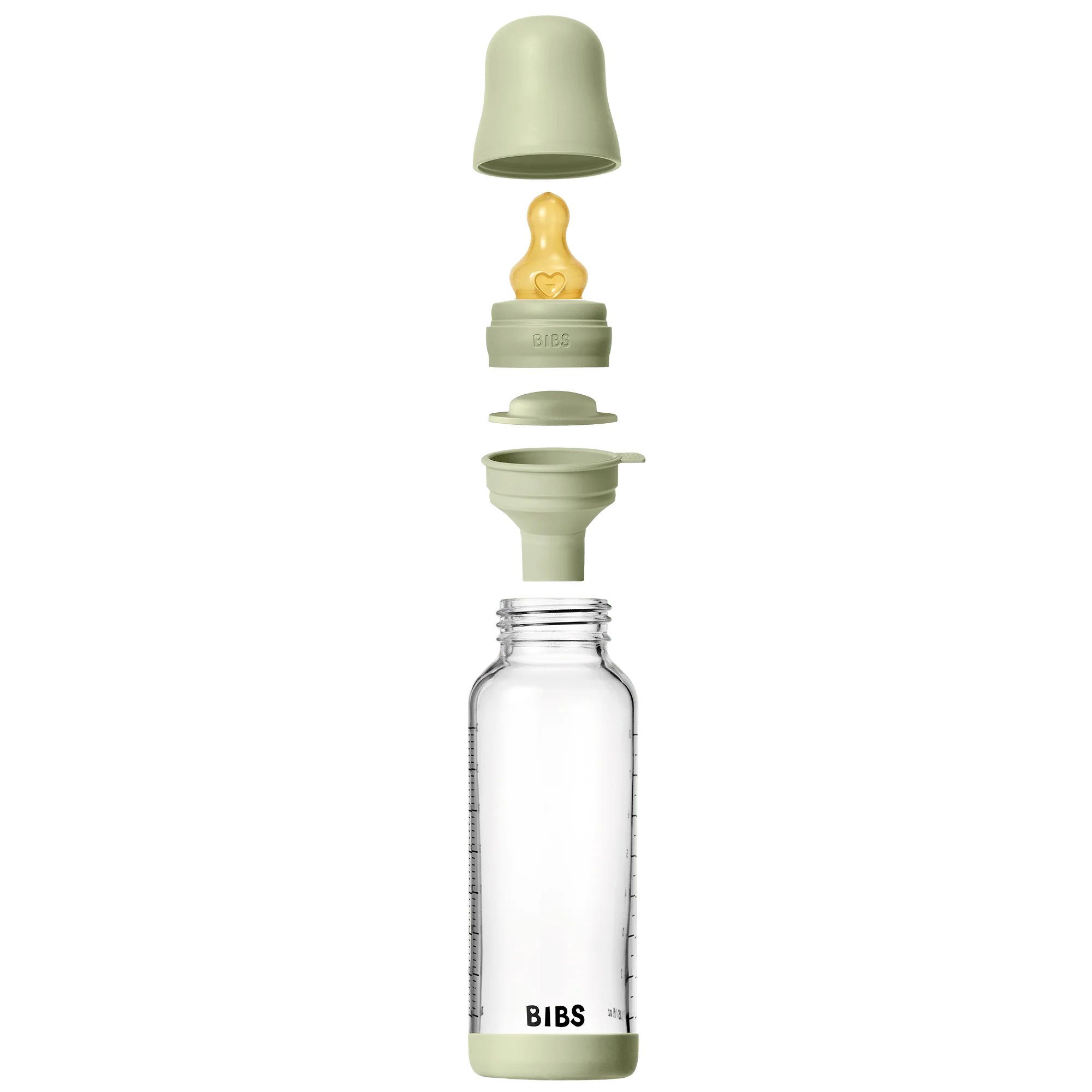 Glass Baby Bottle Latex Complete Set 240ml (Sage)