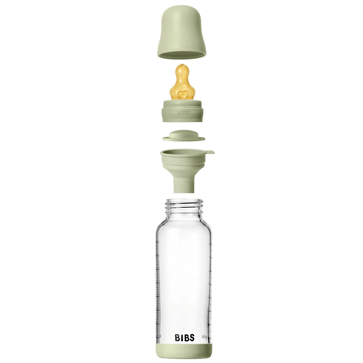 Glass Baby Bottle Latex Complete Set 240ml (Sage)