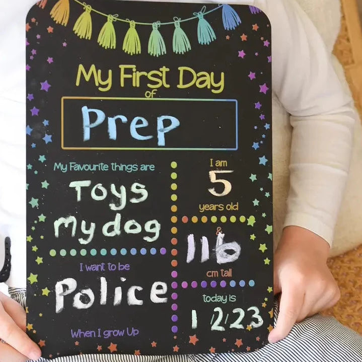 First Day Of School Blackboard - Stars