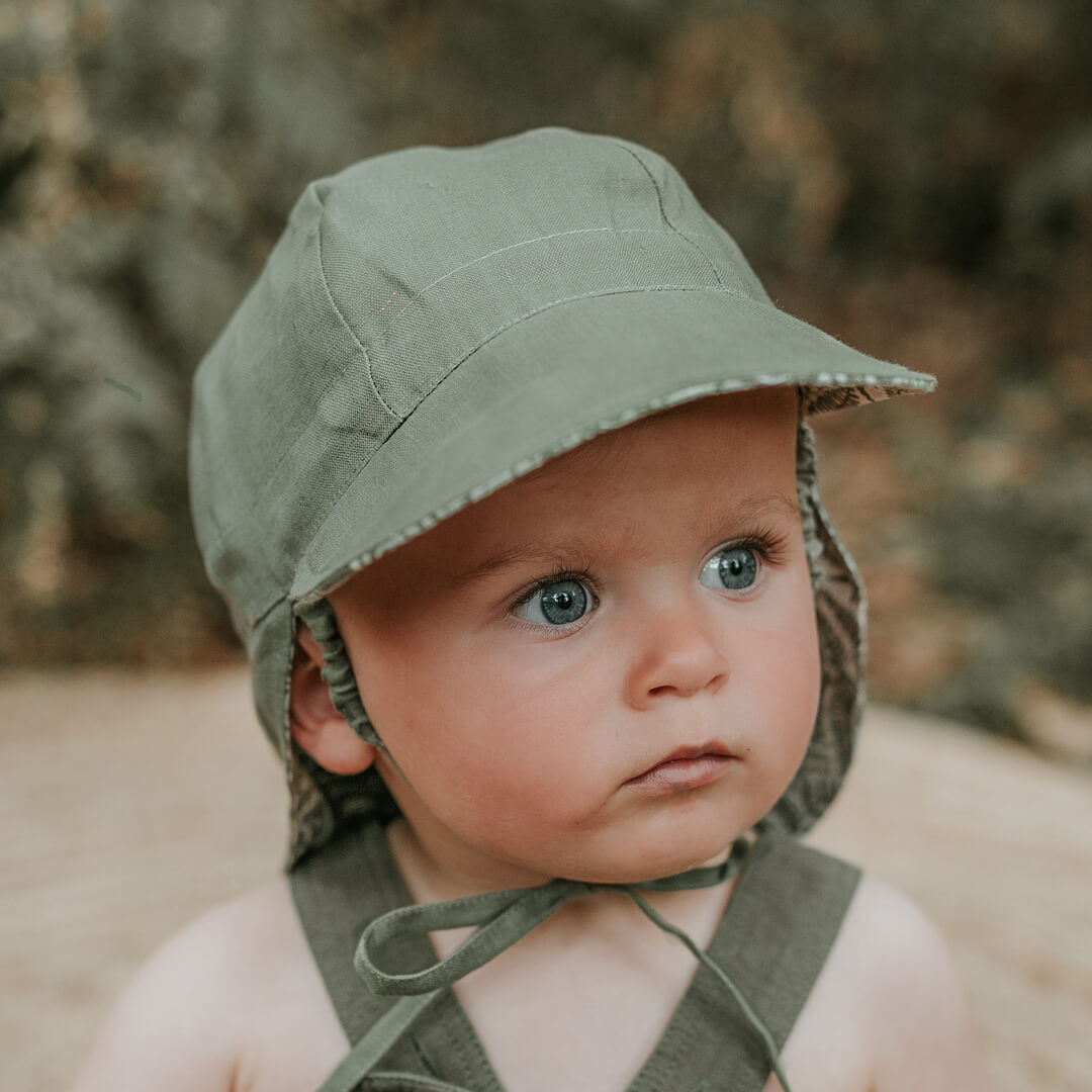 Lounger Baby Reversible Flap Sun Hat (Fern/Moss)