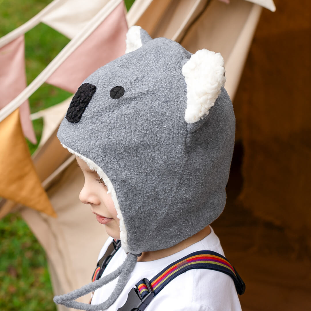 Koala Fleecy Beanie (Grey Marle)