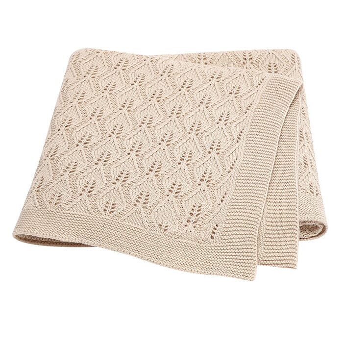 Flower Weave Knit Blanket (Camel)