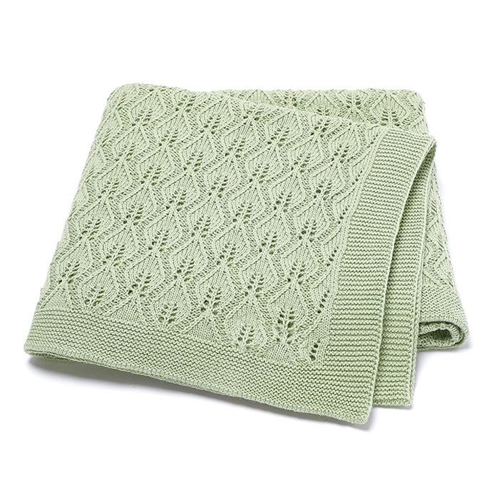 Flower Weave Knit Blanket (Lt Green)