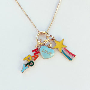Happy, Star & Heart Charm Necklace