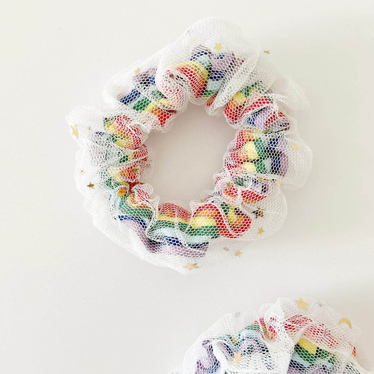 Rainbow Mesh Scrunchie