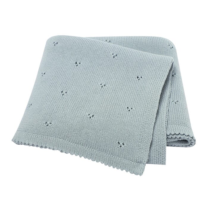 Heart Detail Knit Blanket (Blue)