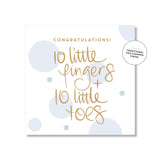 Ten Little Fingers Blue Small Greeting Card