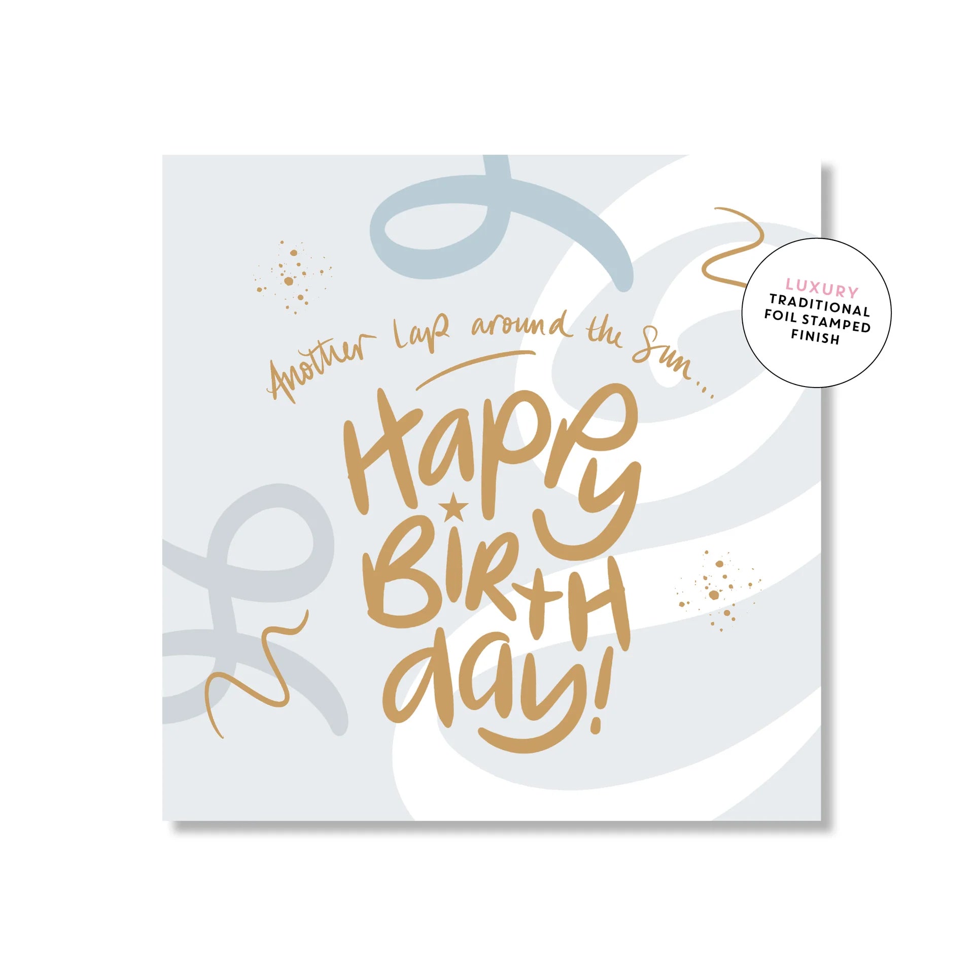 Happy Birthday Blue Swirls Small Greeting Card