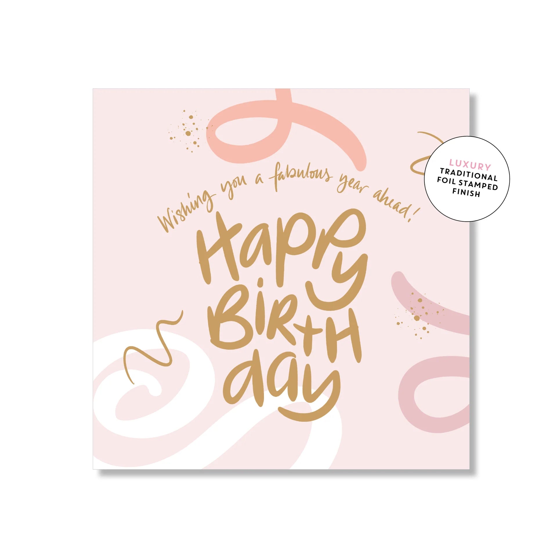 Happy Birthday Pink Swirls Small Greeting Card