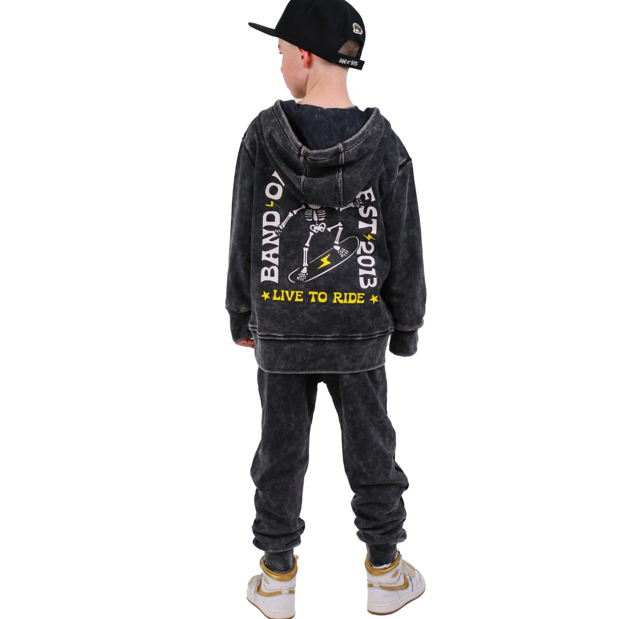 Black Wash Bones Skate Hood