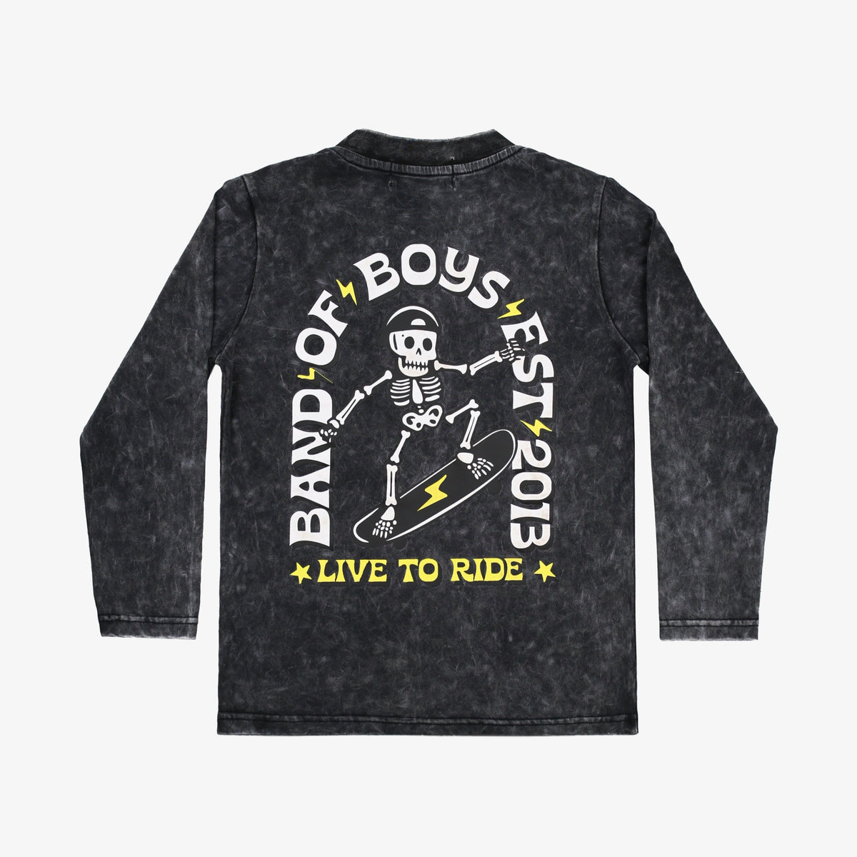 Black Wash Bones Skate LS Tee