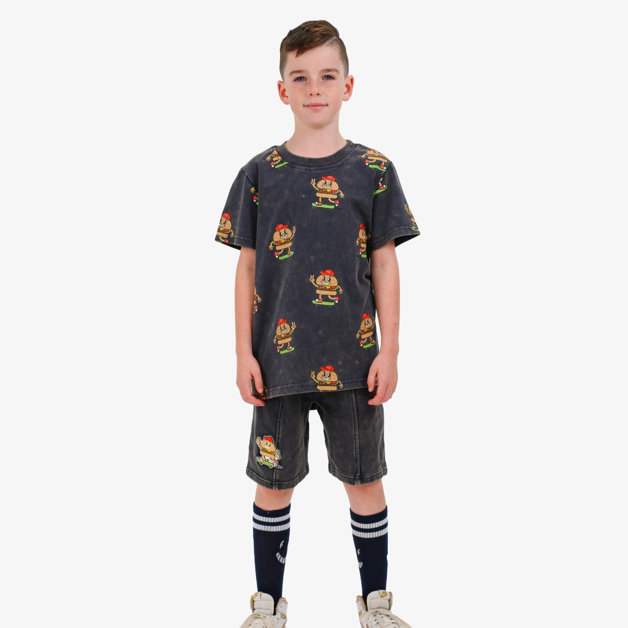 Navy Wash Burger Repeat Tee
