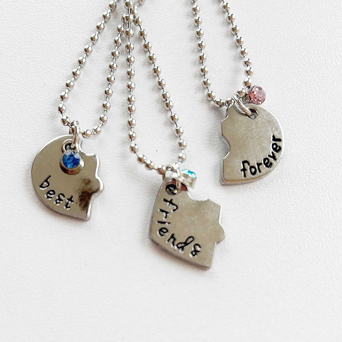 Triple Heart Puzzle Best Friends Necklace