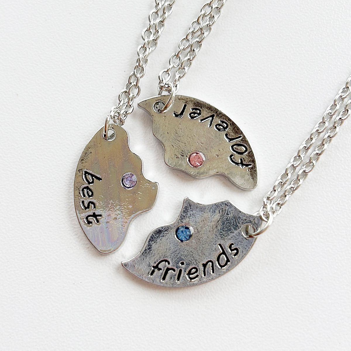 Triple Heart Gem Best Friends Necklace