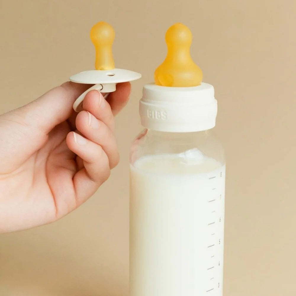 Glass Baby Bottle Latex Complete Set 120ml (Ivory)