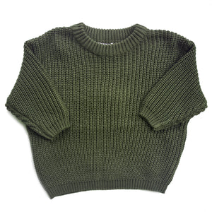 Chunky Cotton Knit Jumper (Olive)
