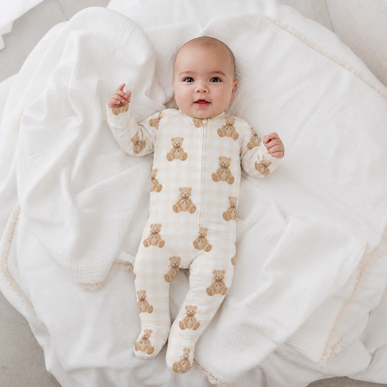 Gingham Teddy Zipsuit