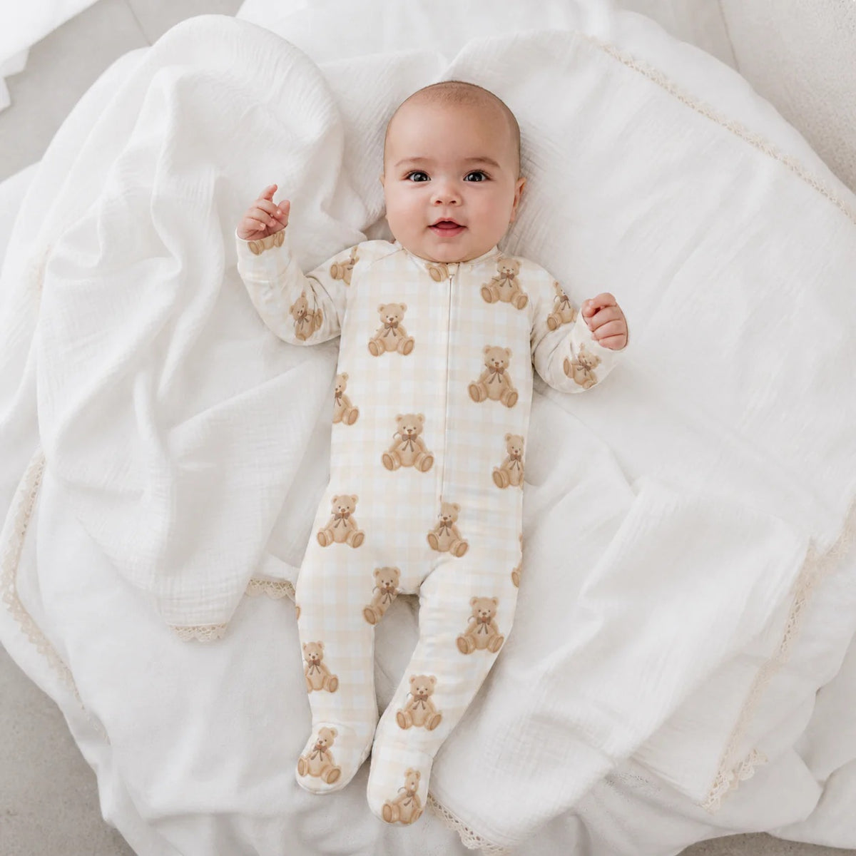 Gingham Teddy Zipsuit