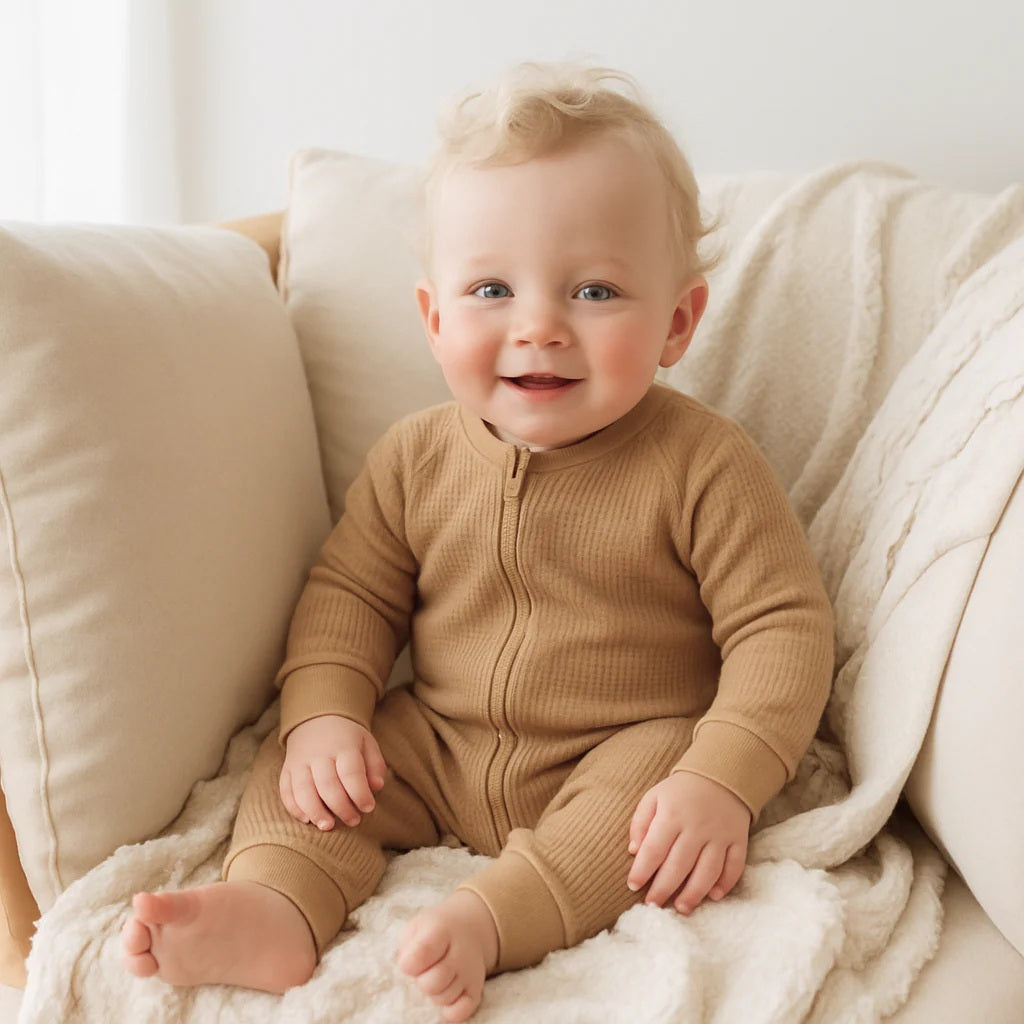 Fawn Waffle Zipsuit