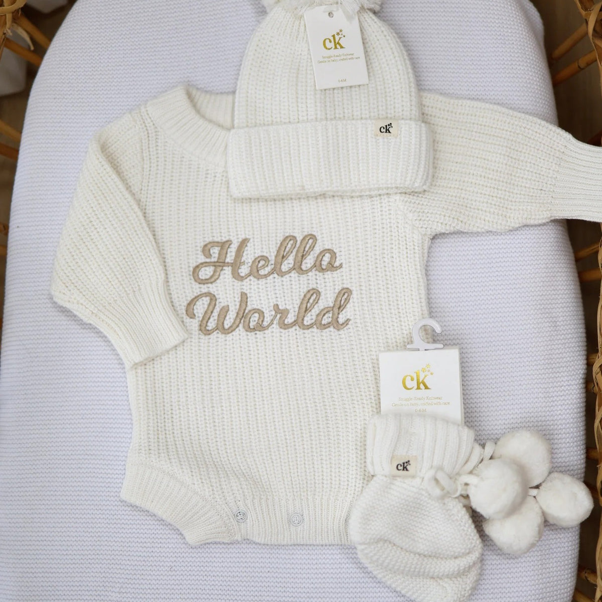 Hello Wolrd Knit Romper - Milk